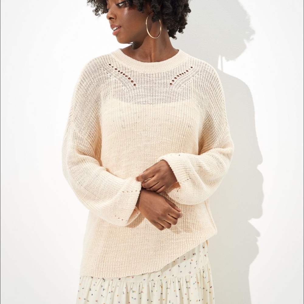 COPY - AE cream tie back Sweater